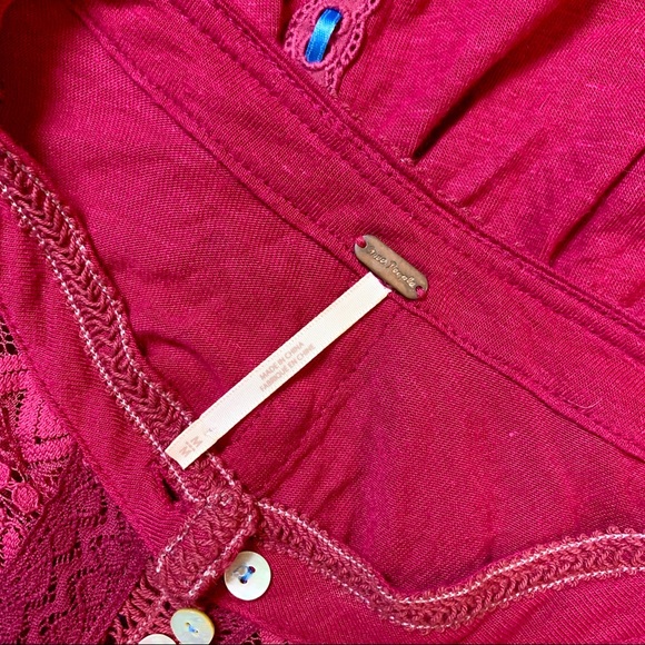 Free People Ribbon Button Boho Tank Medium - Picture 6 of 6